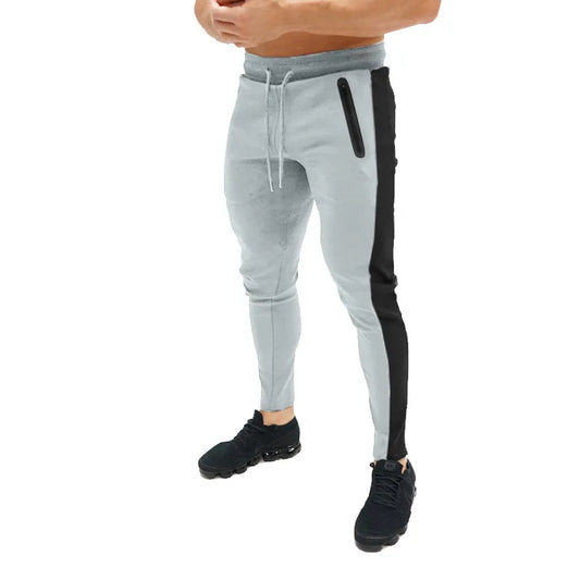 New Sweatpants Side Zipper Pockets Men Joggers Track Pants Elastic Waist Sport Casual Trousers Baggy Fitness Gym Clothing S-XXXL